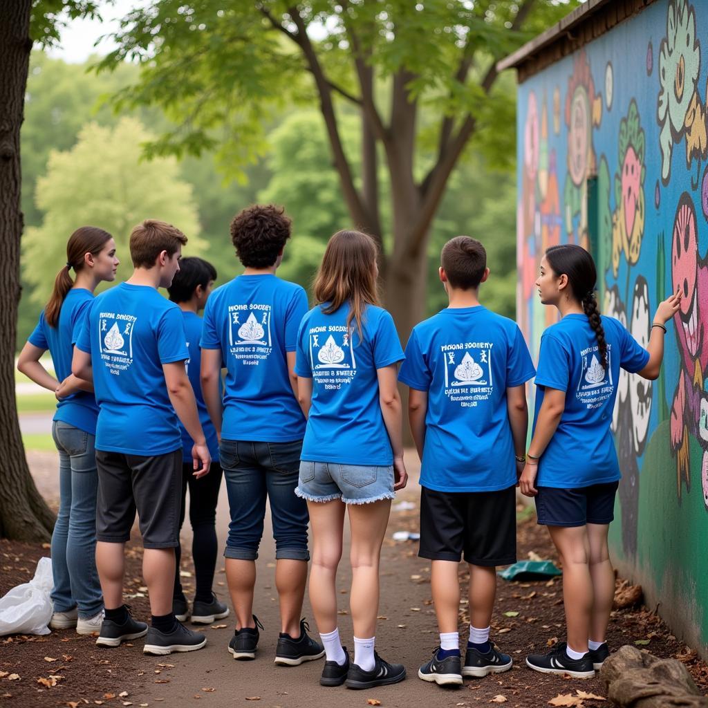 Students volunteering for a community service project