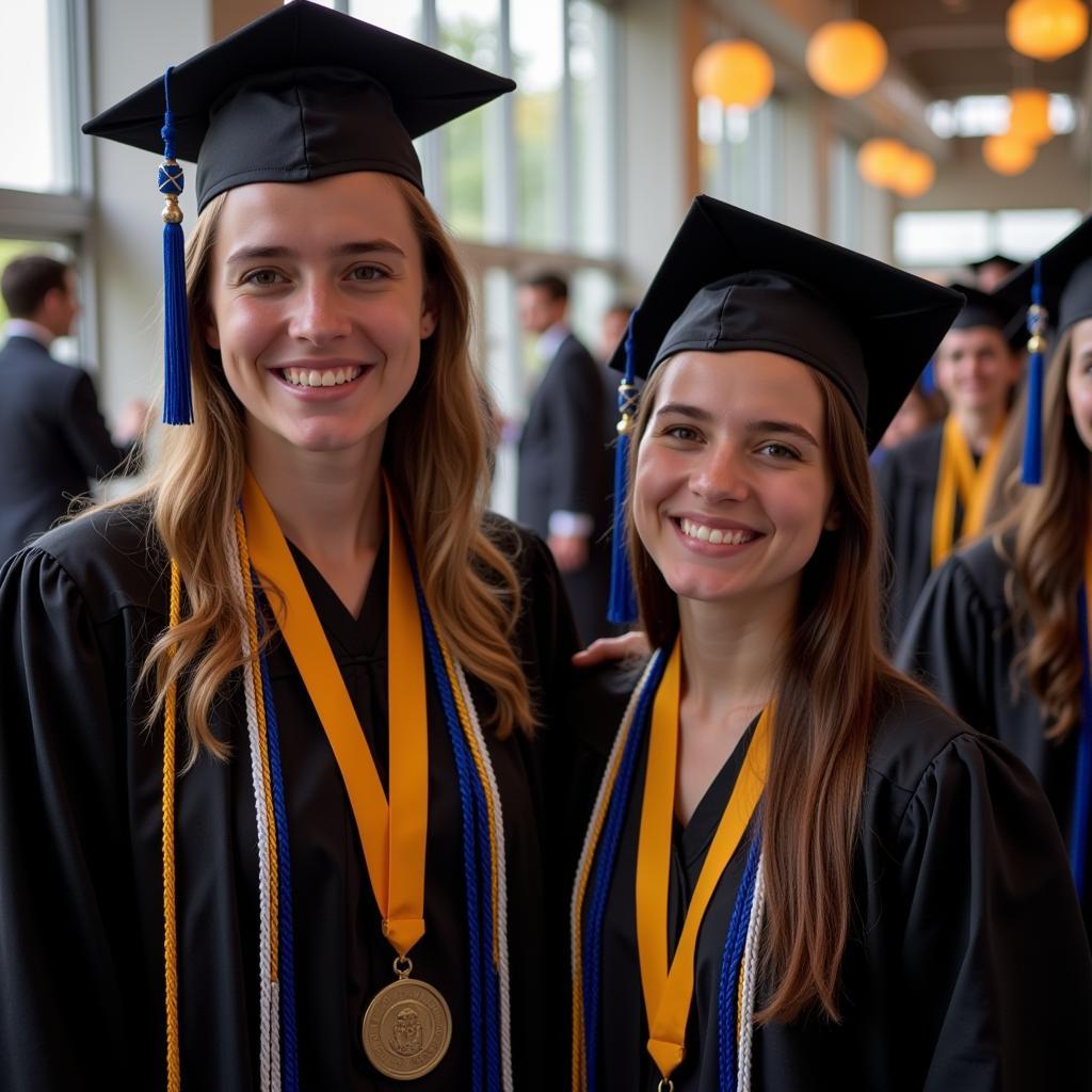 Graduates wearing honor cords