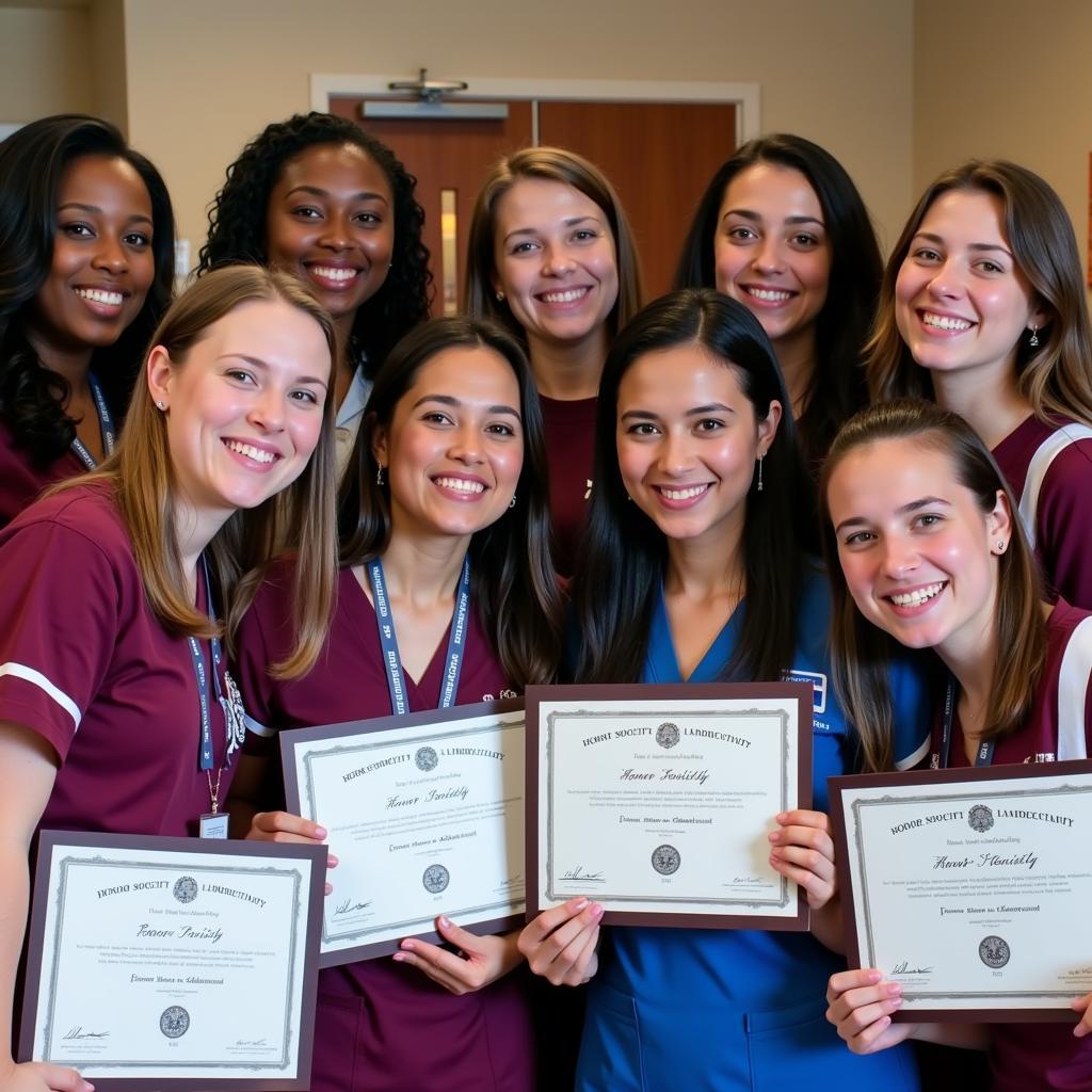 Nursing students at an honor society induction ceremony