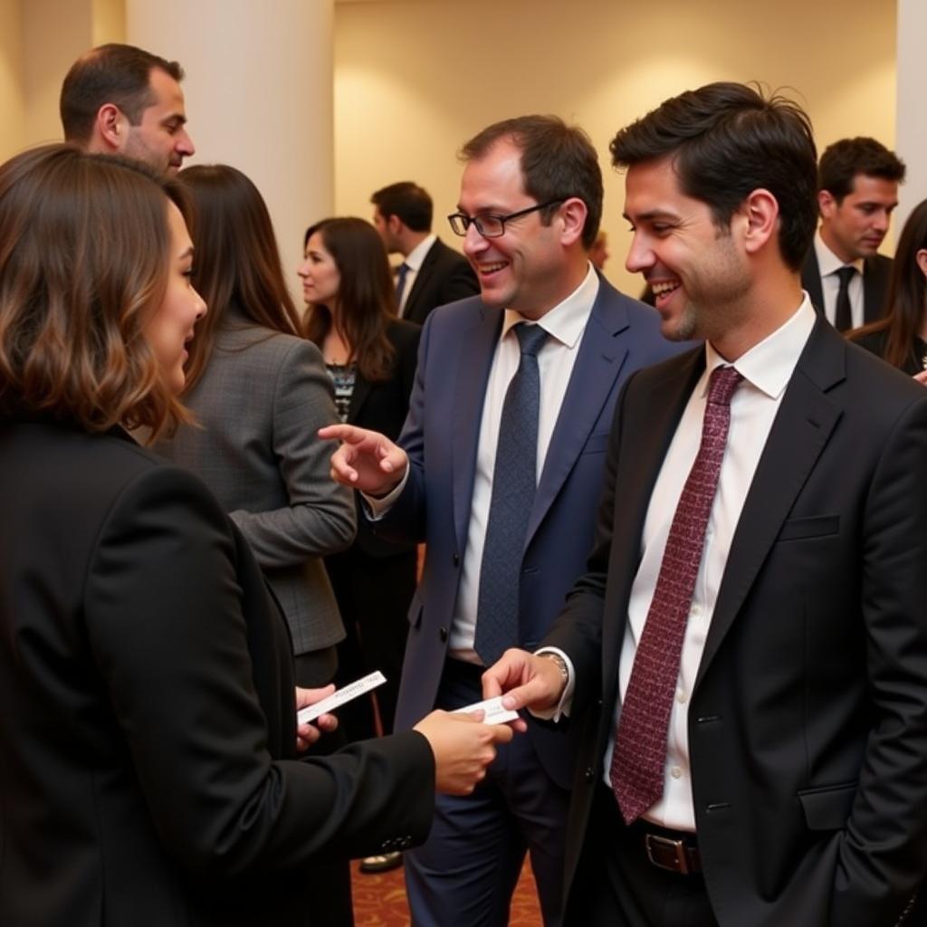 Professionals networking at an honorary society event.