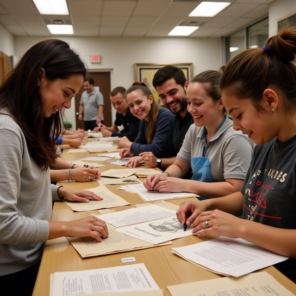 A group of volunteers working at the Hopkinton Historical Society