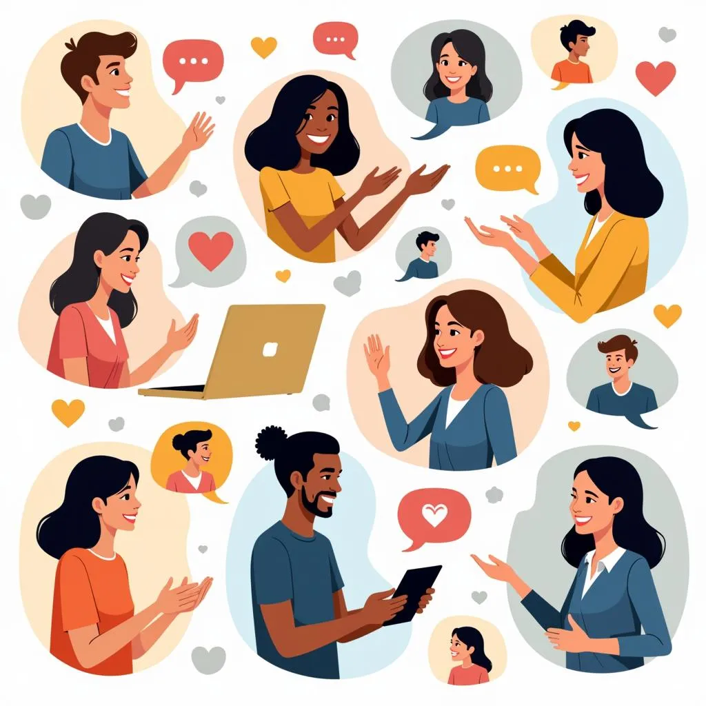 Diverse individuals connecting online as part of a global community