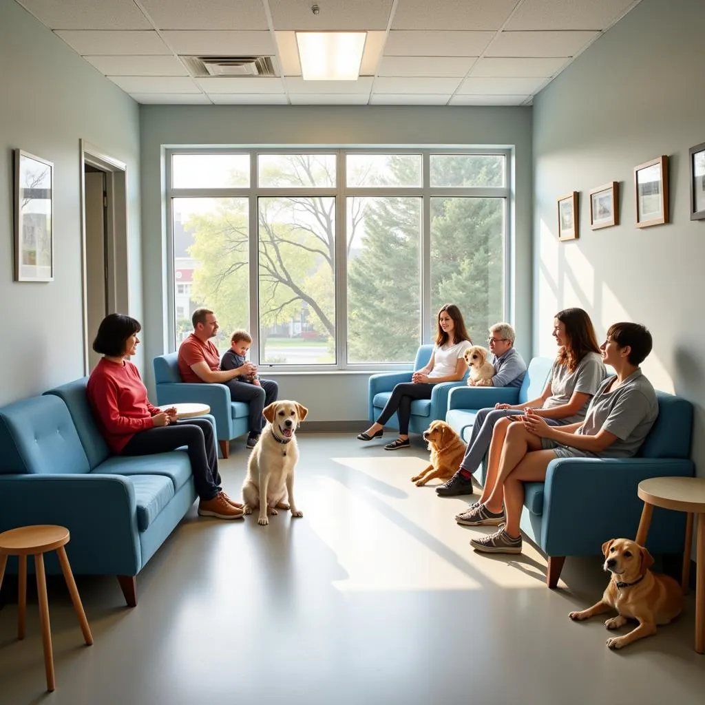 Spacious and welcoming waiting area at the Humane Society of Huron Valley Clinic