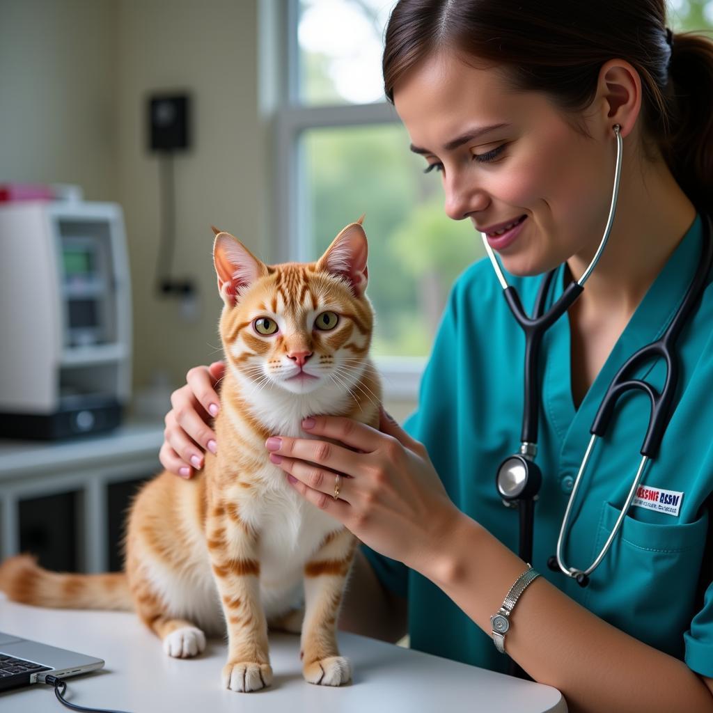 Veterinarian Examining Cat