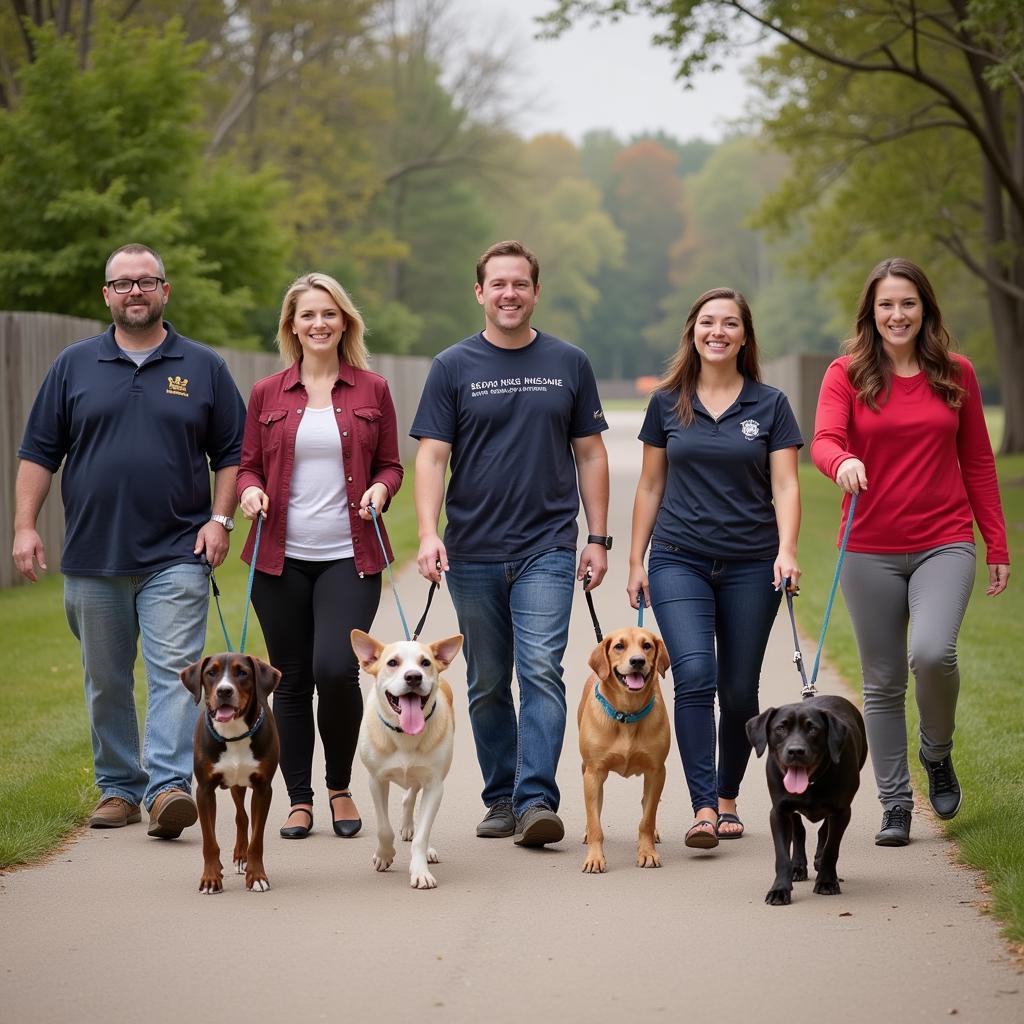 Volunteers Walking Dogs