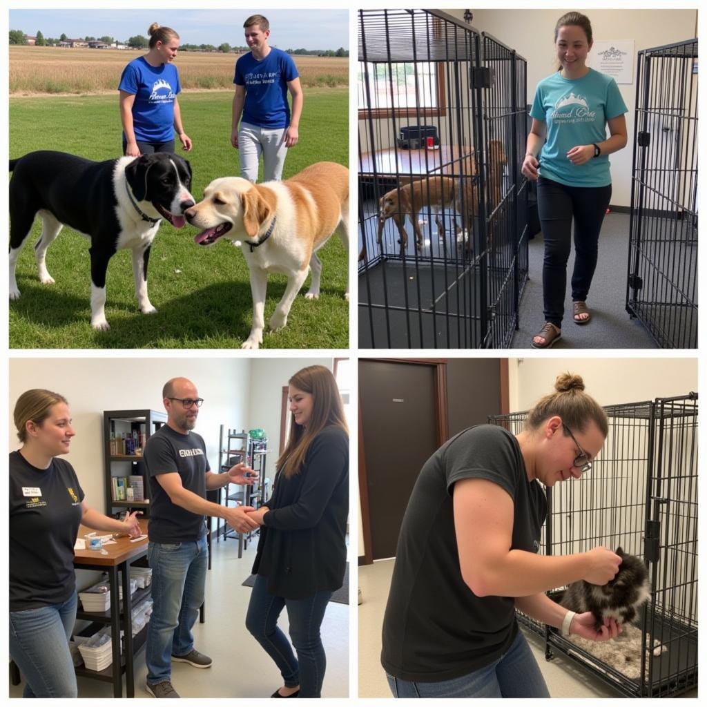 Volunteers at the Humane Society Aberdeen SD caring for animals