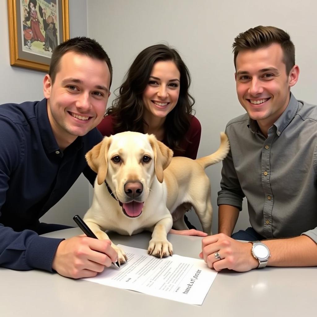 Happy Family Adopting a Dog