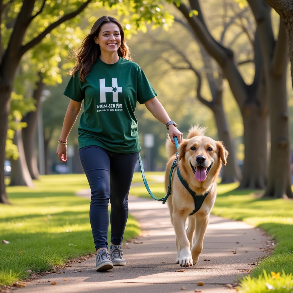 Humane Society of Austin Volunteer Walking Dog