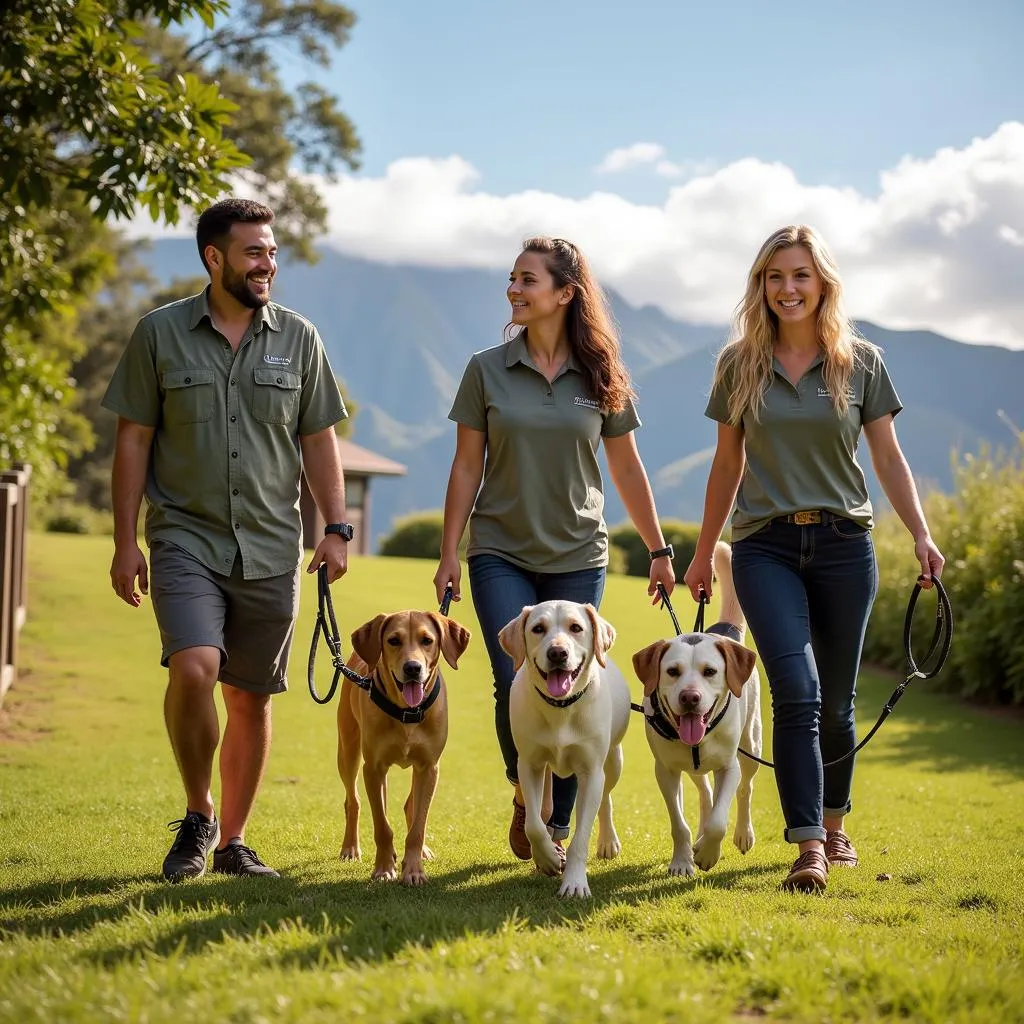 Volunteers Walking Dogs at Humane Society Big Island