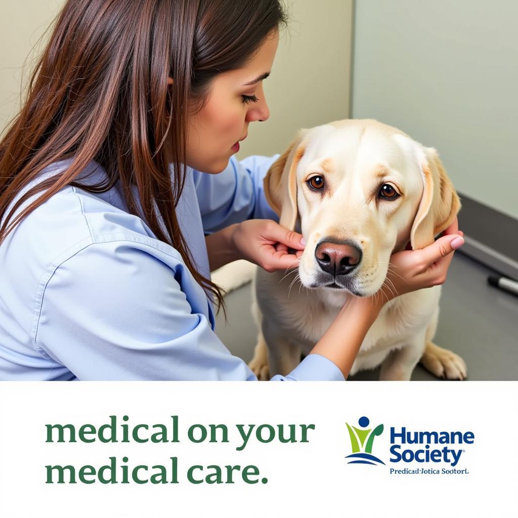 A veterinarian examining a dog at the Humane Society of Burton MI