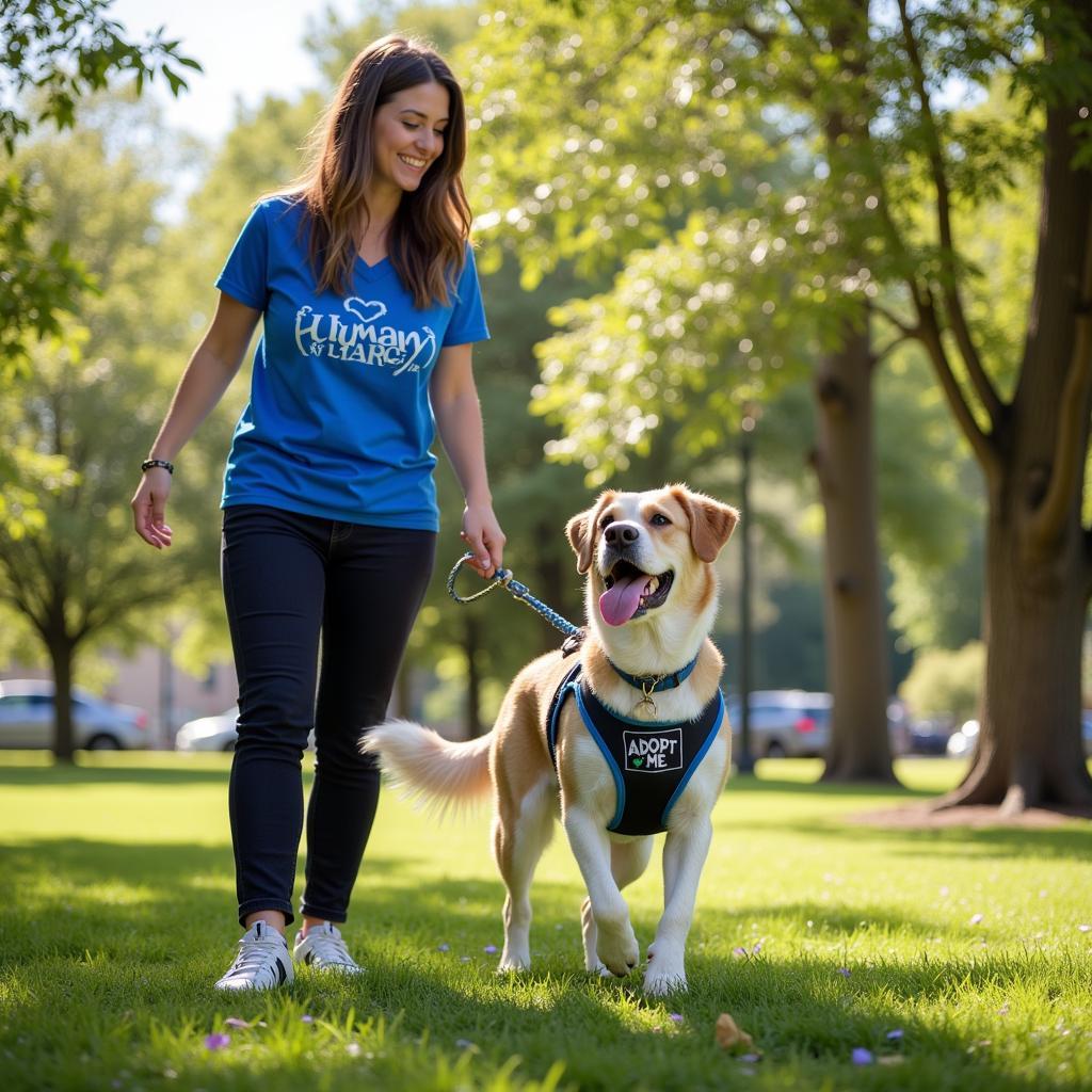 Humane Society of Clark County Volunteer Walking Dog