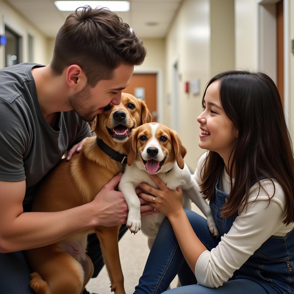 A family adopting a dog at the Humane Society of Southeast Texas Beaumont