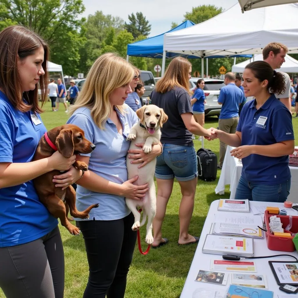 Volunteers at a Humane Society community outreach event