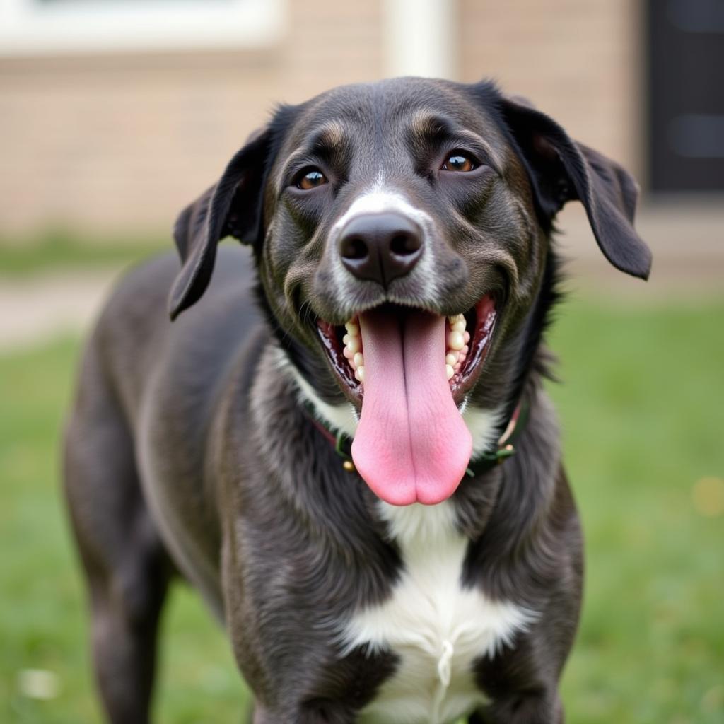 A happy dog at the Humane Society Crawfordsville Indiana awaiting adoption