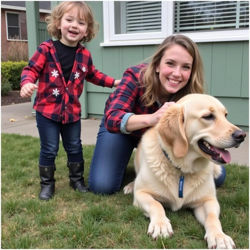 A rescued dog enjoying a loving home with his family