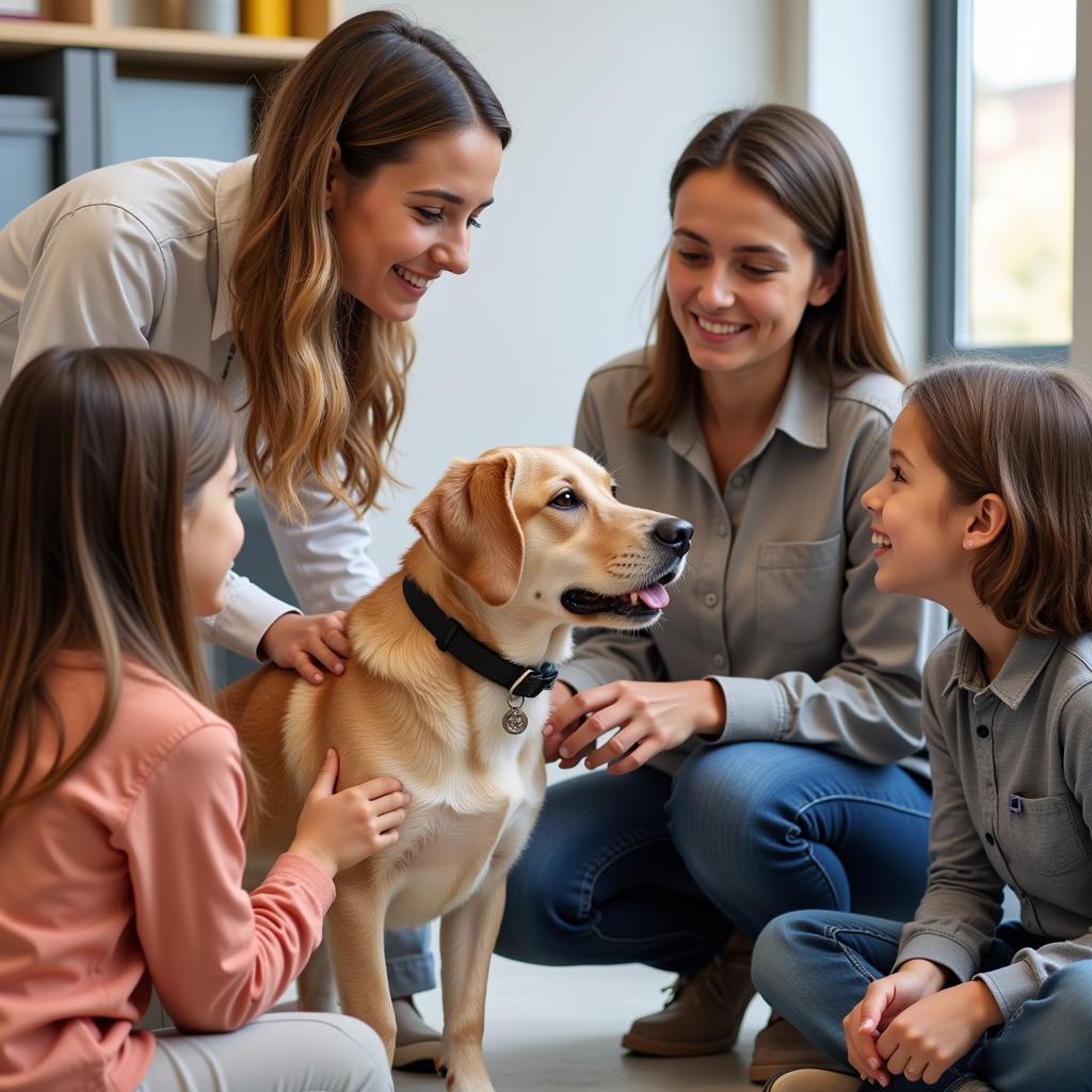 Humane Society Adoption Counselor Assisting a Family