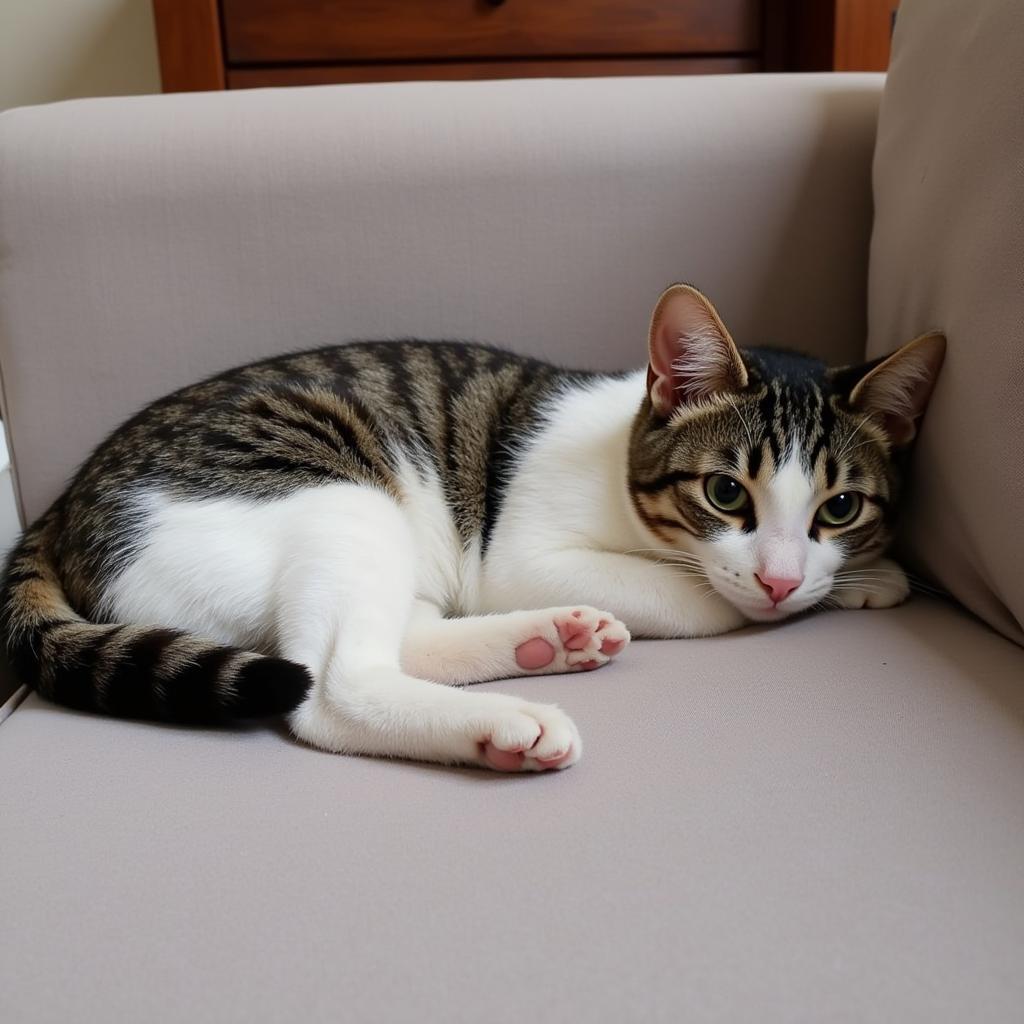 A content cat settles into its new home after being adopted from the Humane Society Elkins WV.