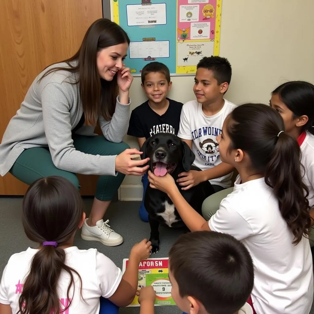 Humane Society staff conducting an educational outreach program at a local school