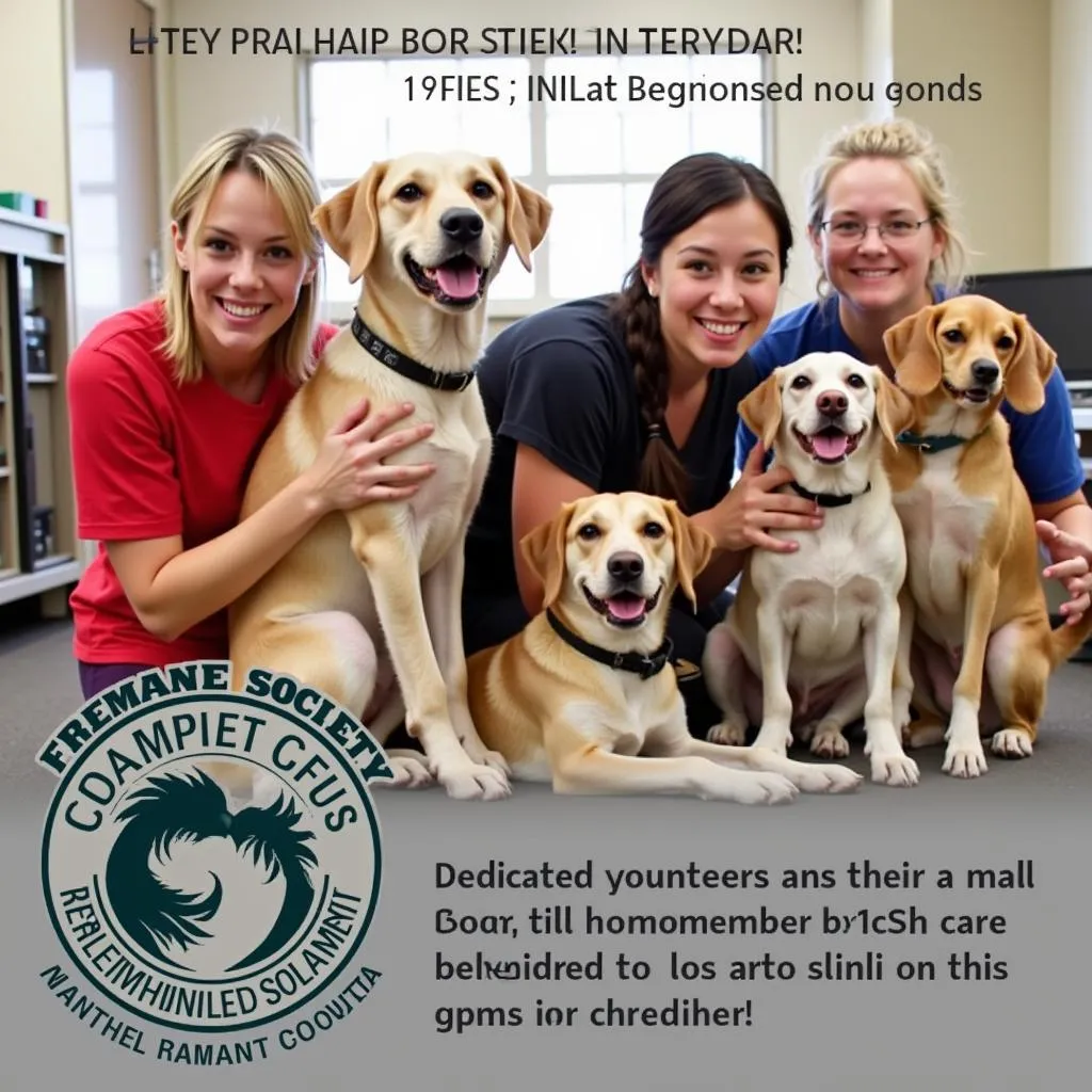 Volunteers interacting with dogs at the Humane Society of Fremont County