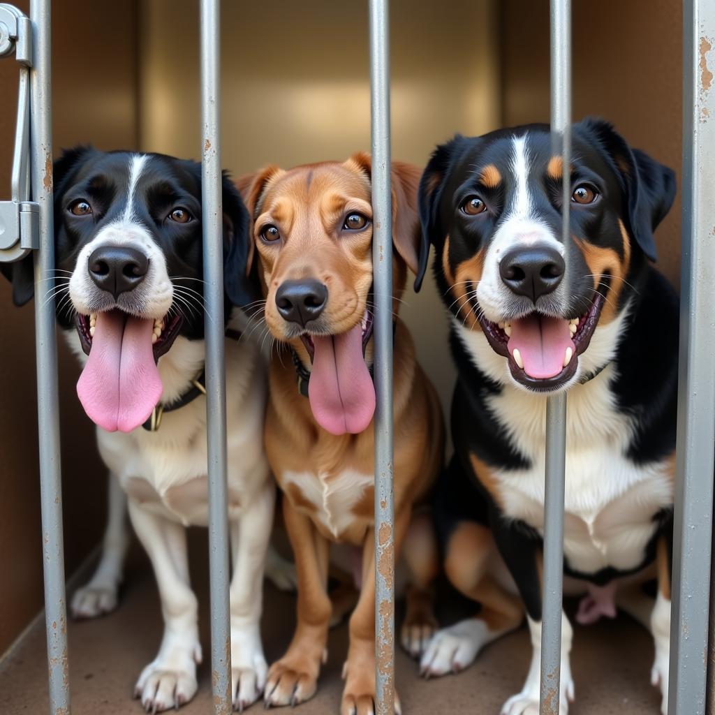 Dogs awaiting adoption at the Humane Society