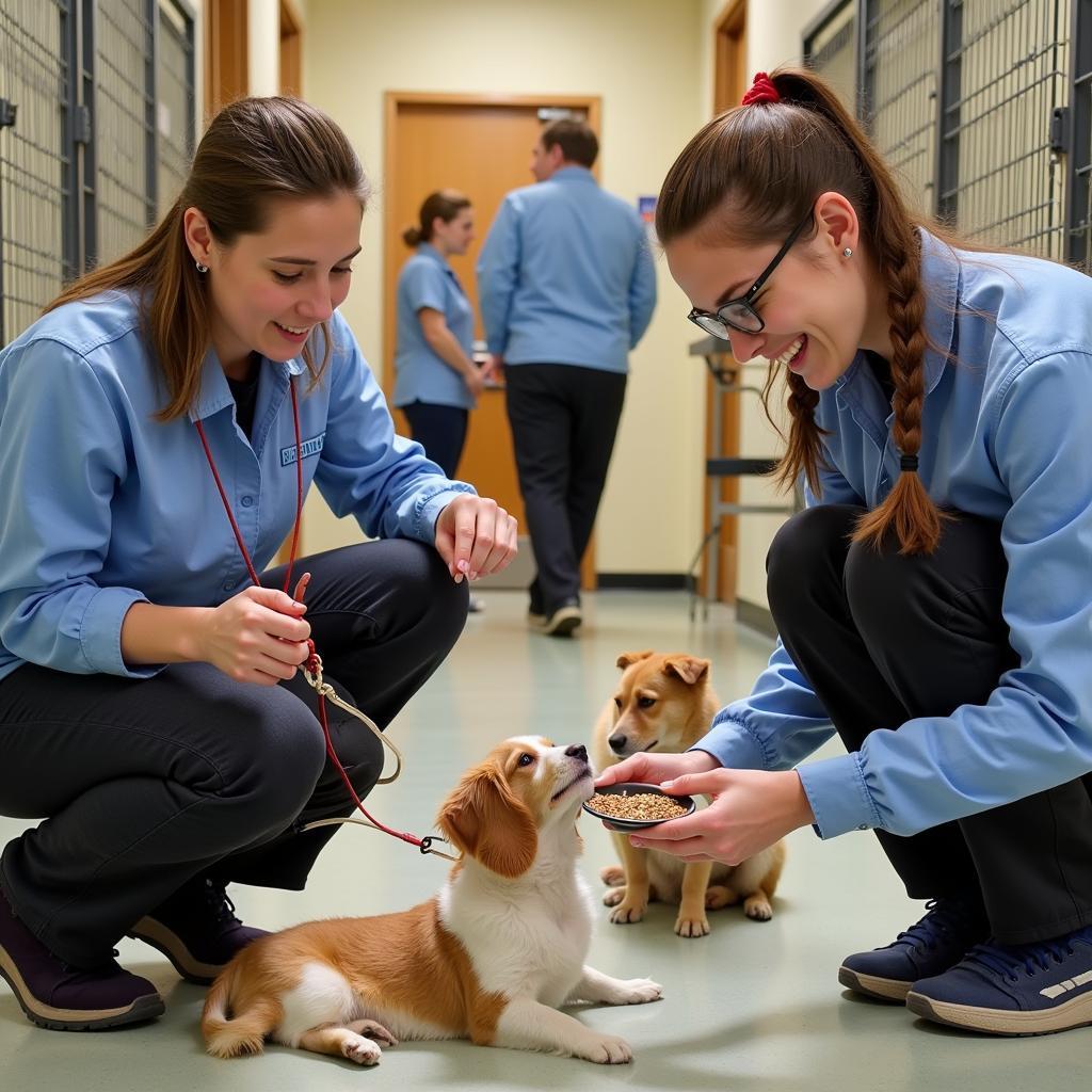 Volunteers caring for animals at the Humane Society Maryville MO