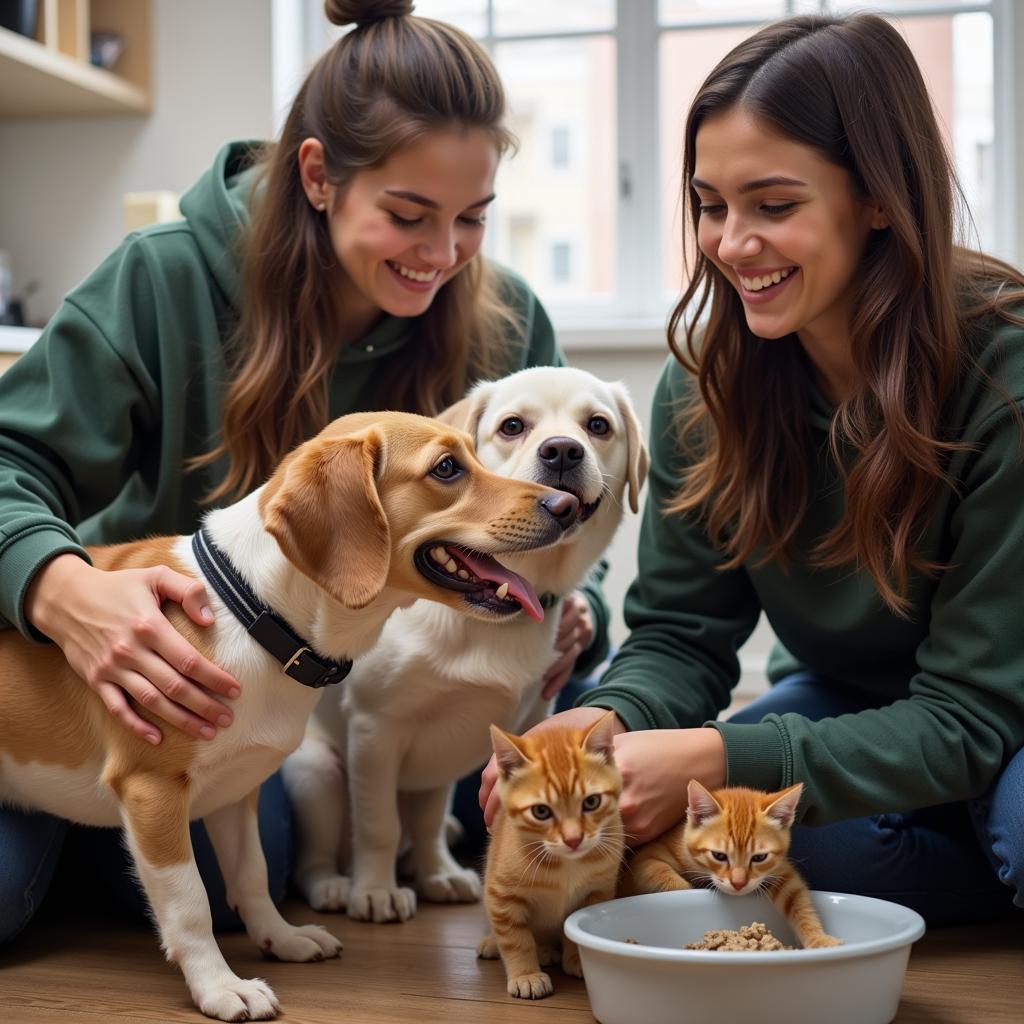 Volunteers at the Humane Society of Parkersburg providing care to the animals.