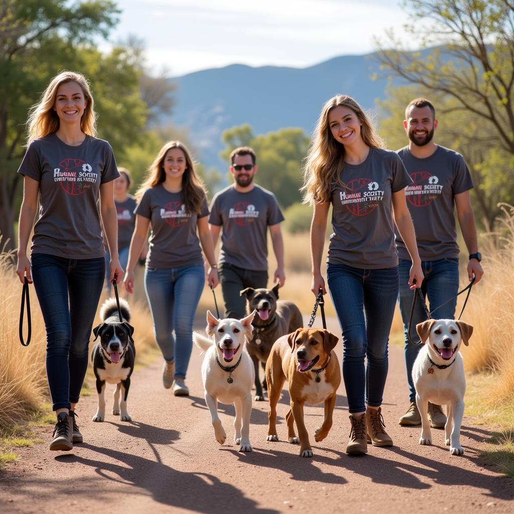 Volunteers walking dogs at Humane Society Prescott AZ