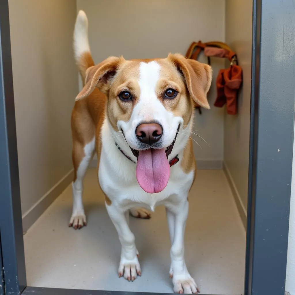 Hopeful dog awaits adoption at Humane Society Redwood Valley