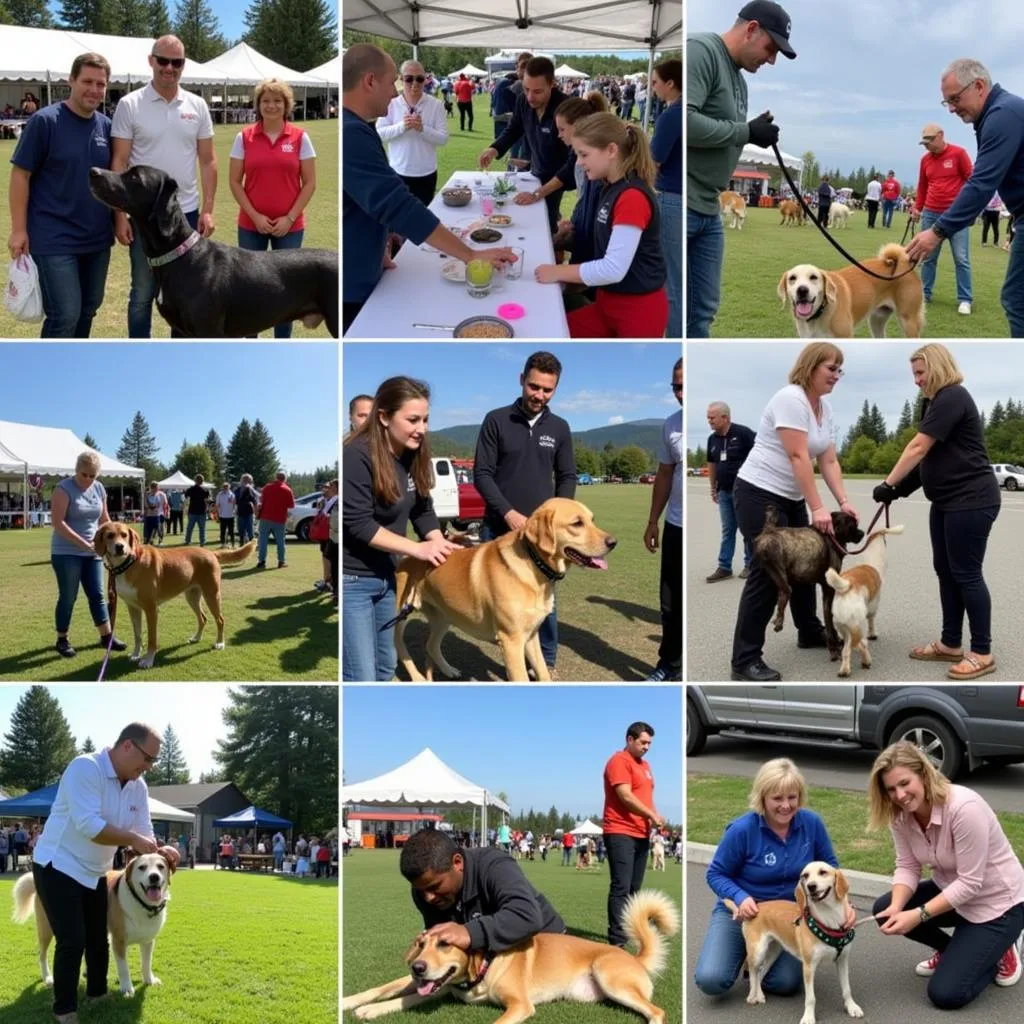 Volunteers and community members gather at a Humane Society of Sedro Woolley event, promoting responsible pet ownership and animal welfare.