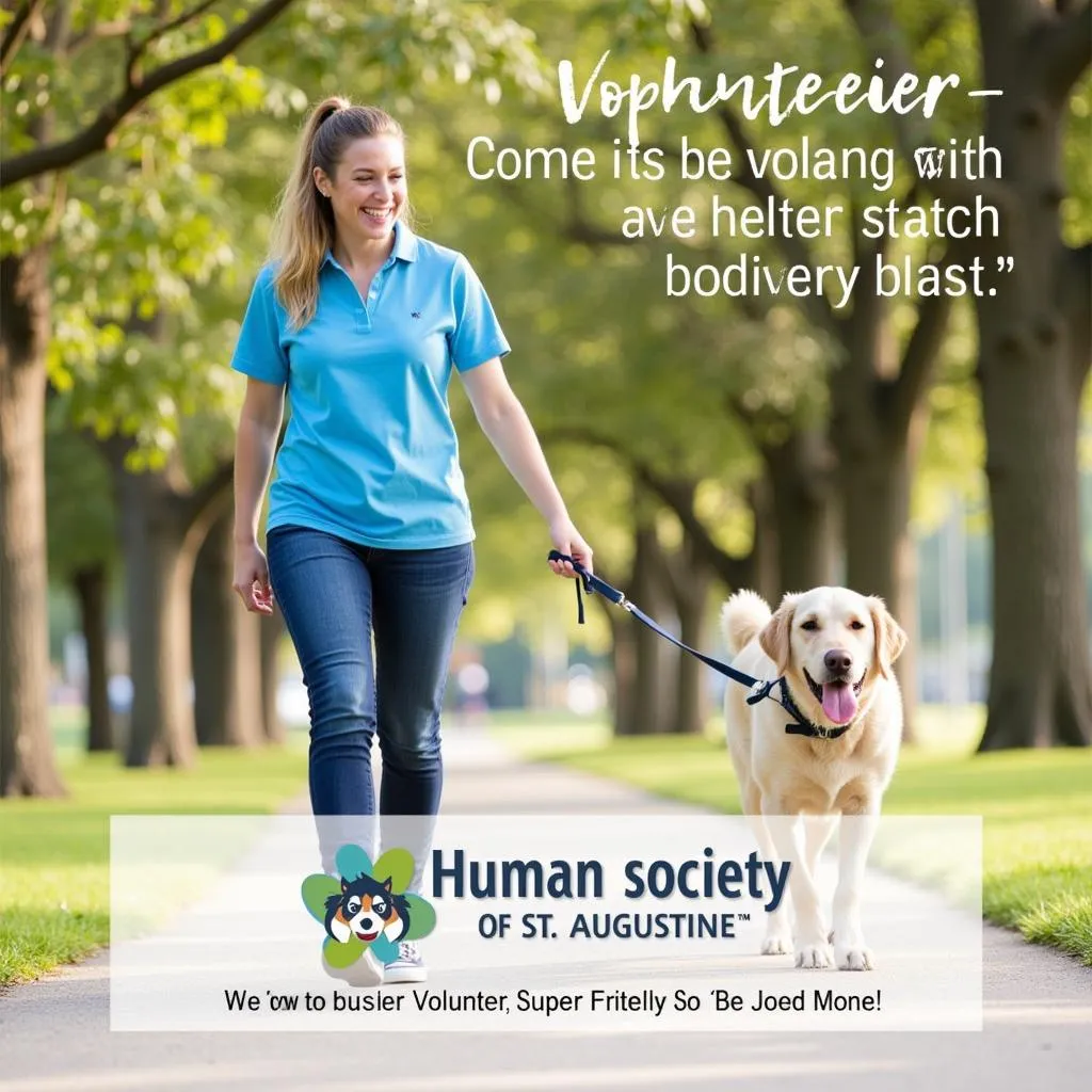 Humane Society of St. Augustine volunteer walking a dog