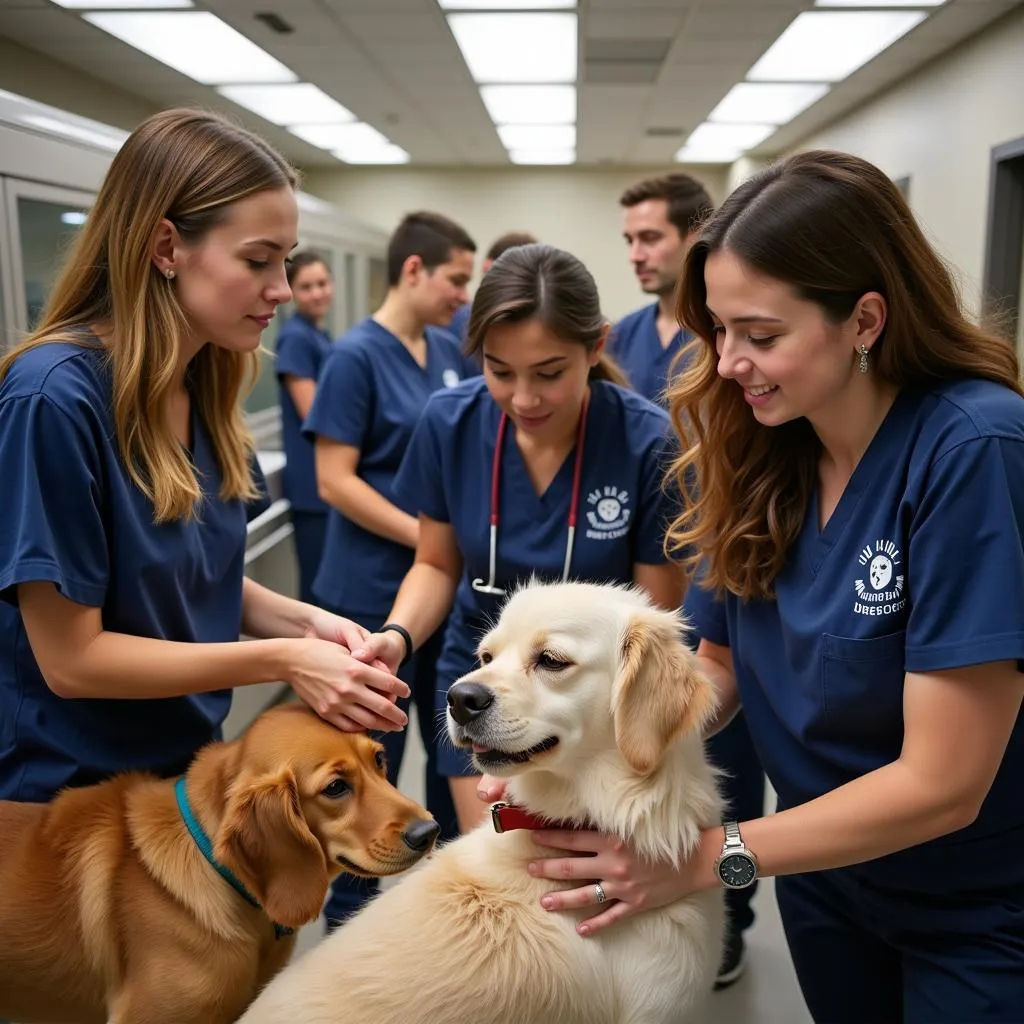 Team at Humane Society working together to rescue animals