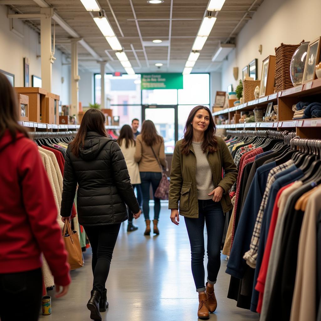 Shoppers browsing through the aisles of the Humane Society Thrift Shop on Sallie Mood Dr.