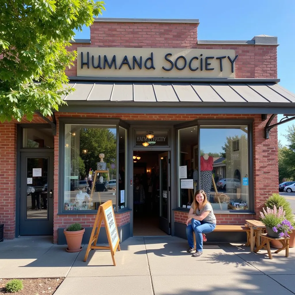 The welcoming storefront of the Humane Society Thrift Store in Bend