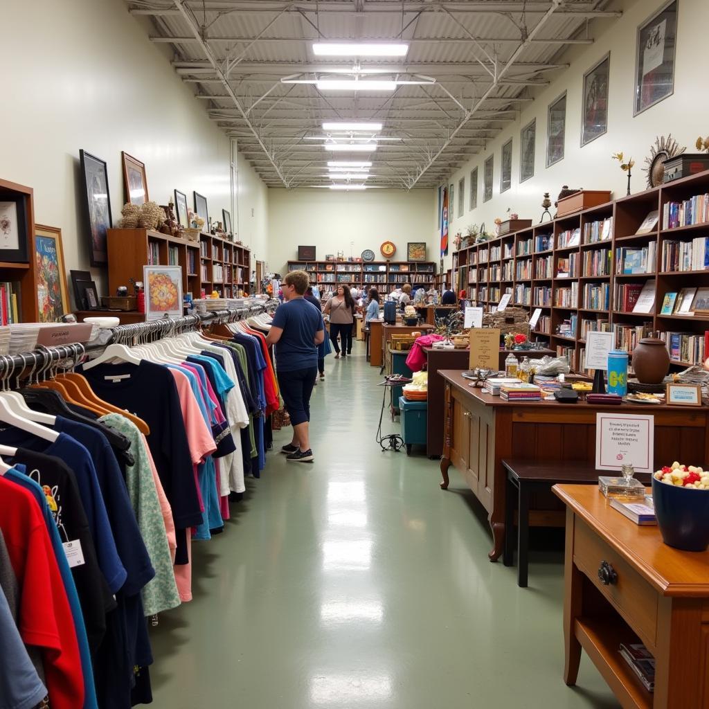 Thrift store interior filled with donated items