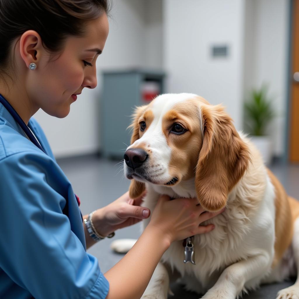 Veterinarian Examining Dog at Humane Society