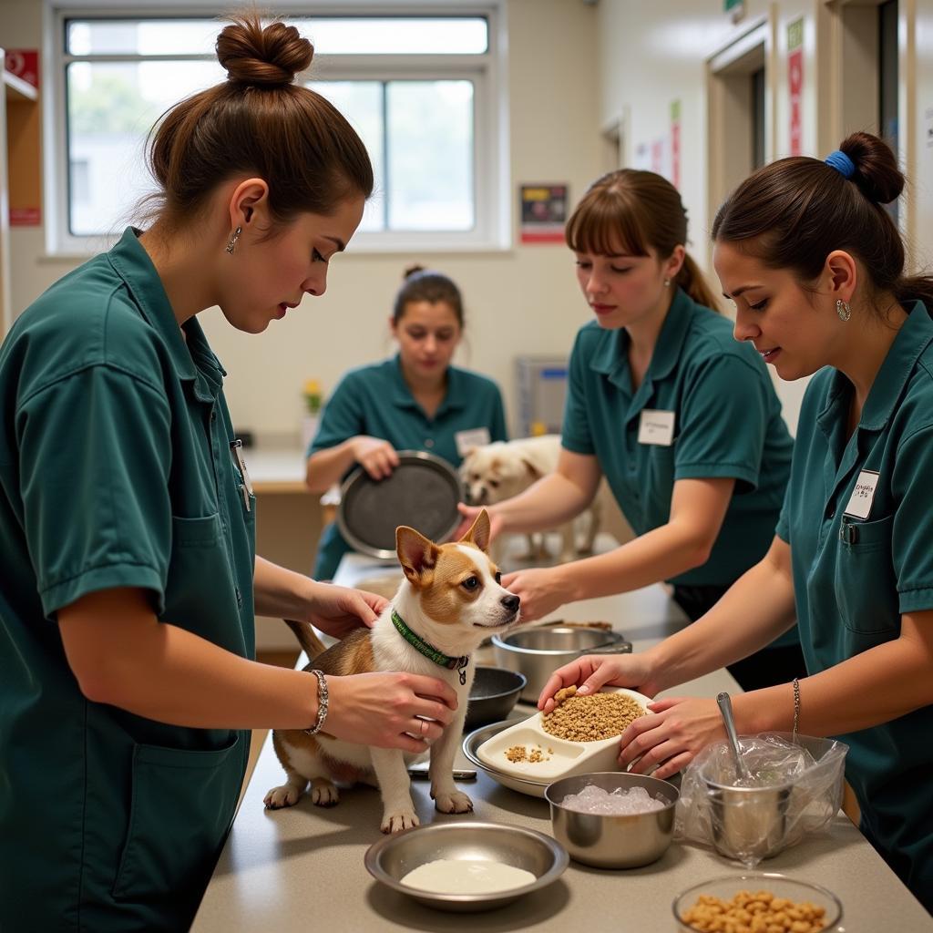 Volunteers Caring for Animals at a Humane Society