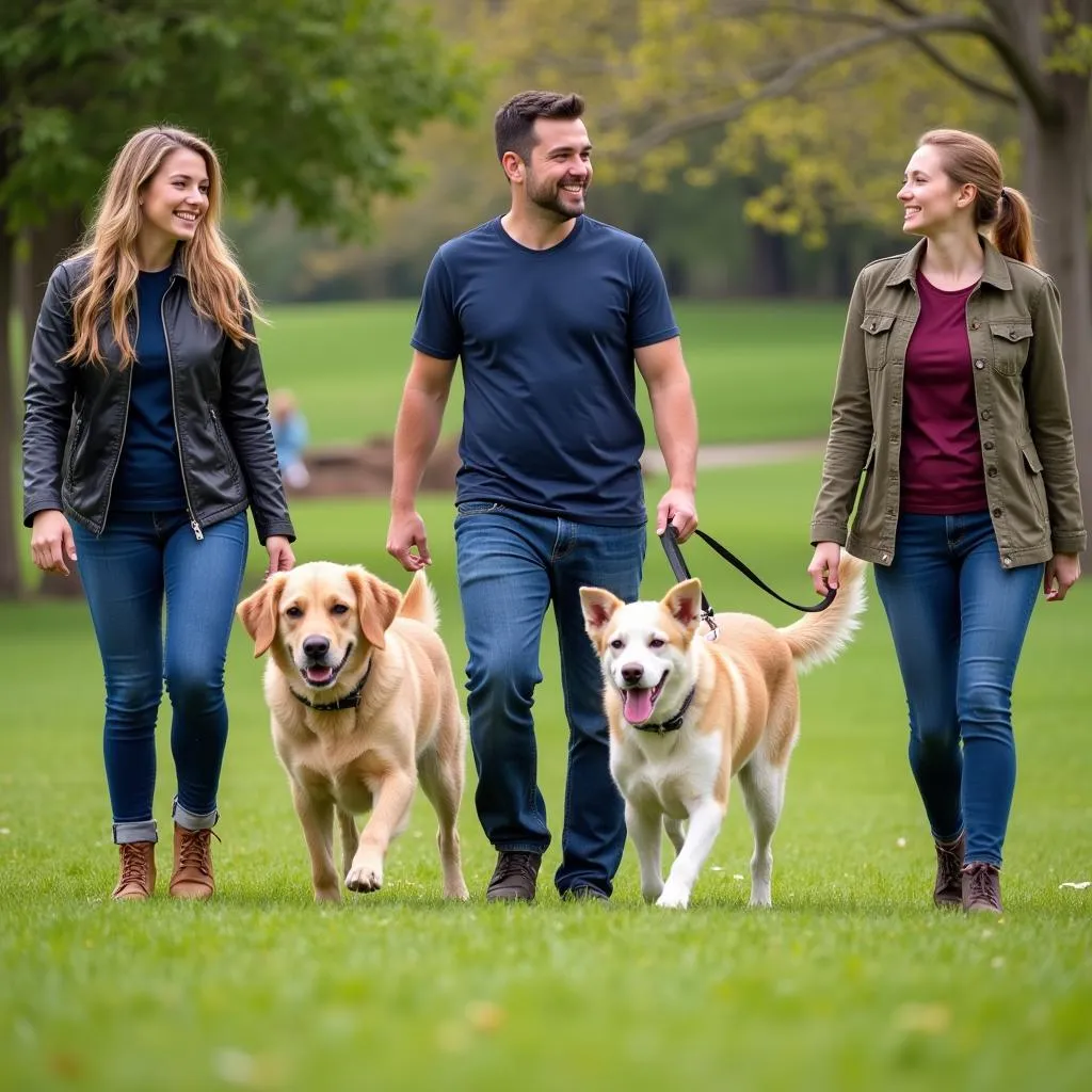 Volunteers socializing dogs at a humane society event