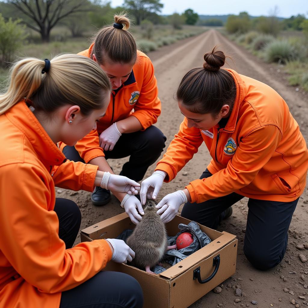 Humane Society Volunteers Rescuing Wildlife Near a Bauxite Mine