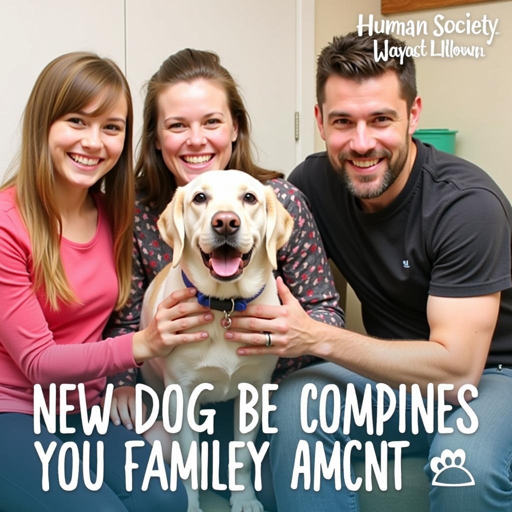 Happy family with their newly adopted dog from Humane Society Waupaca