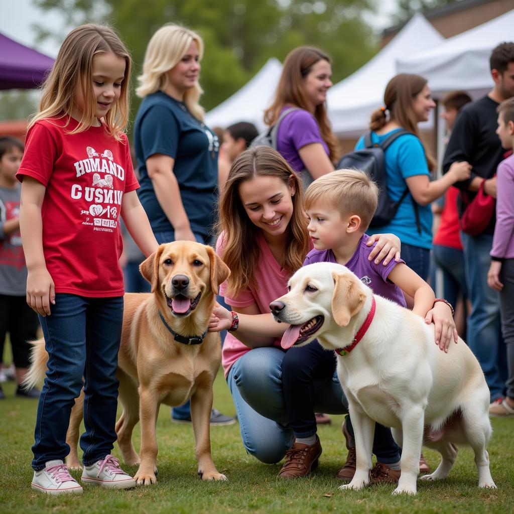 Families attending a community event at the Humane Society