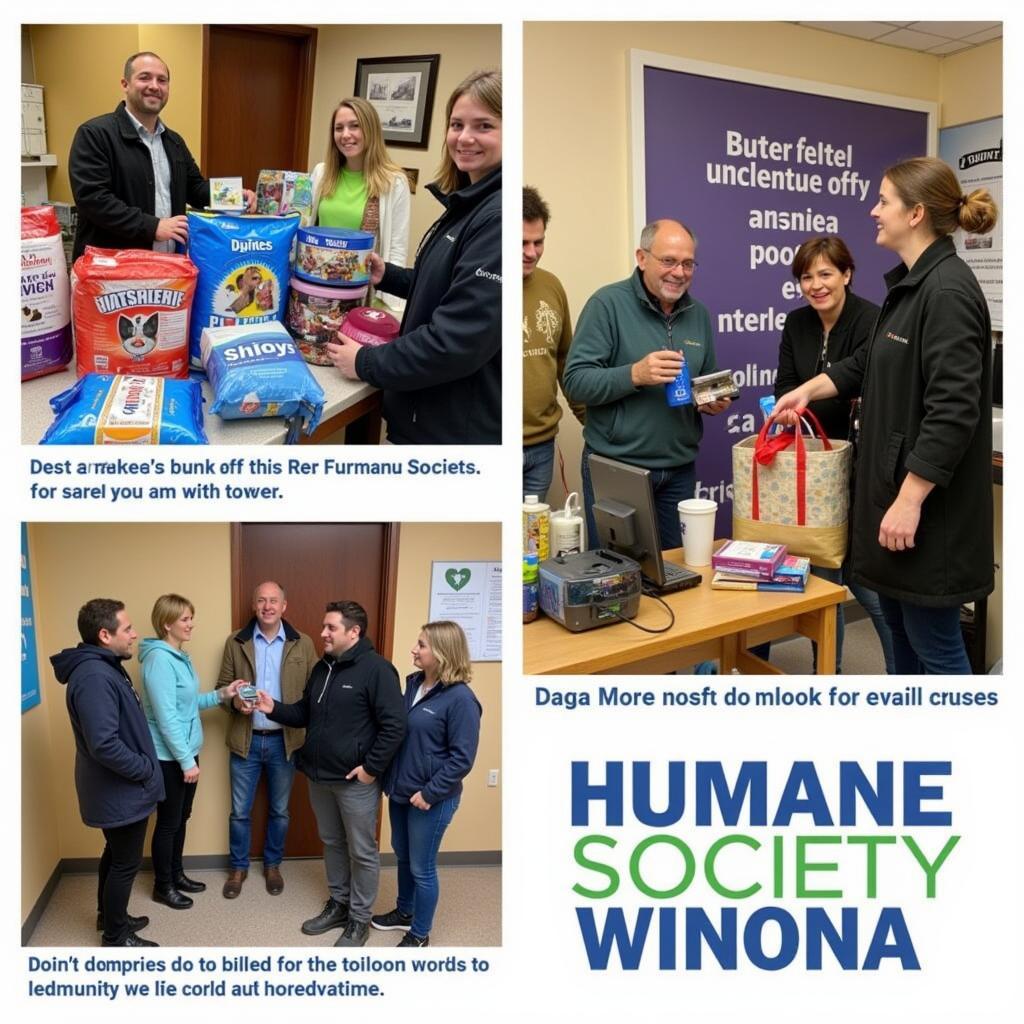 Community Members Participating in Donation Drive for Humane Society Winona