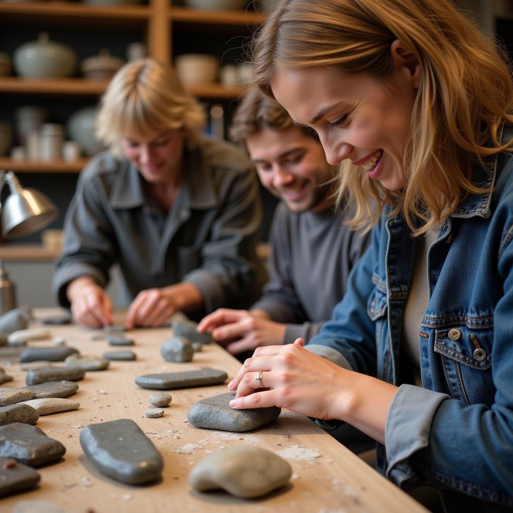  Participants engrossed in a lapidary workshop at the HGMS facility 