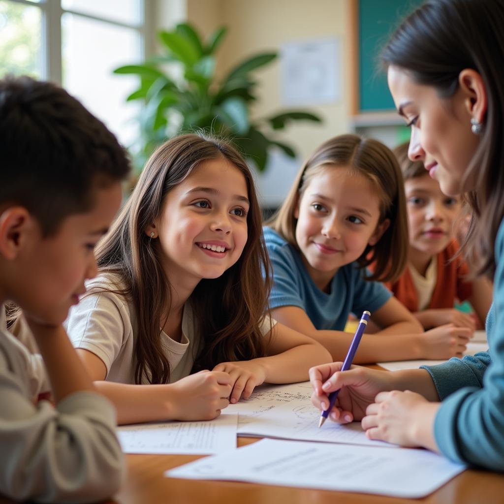 Children from different backgrounds learning together in a classroom setting