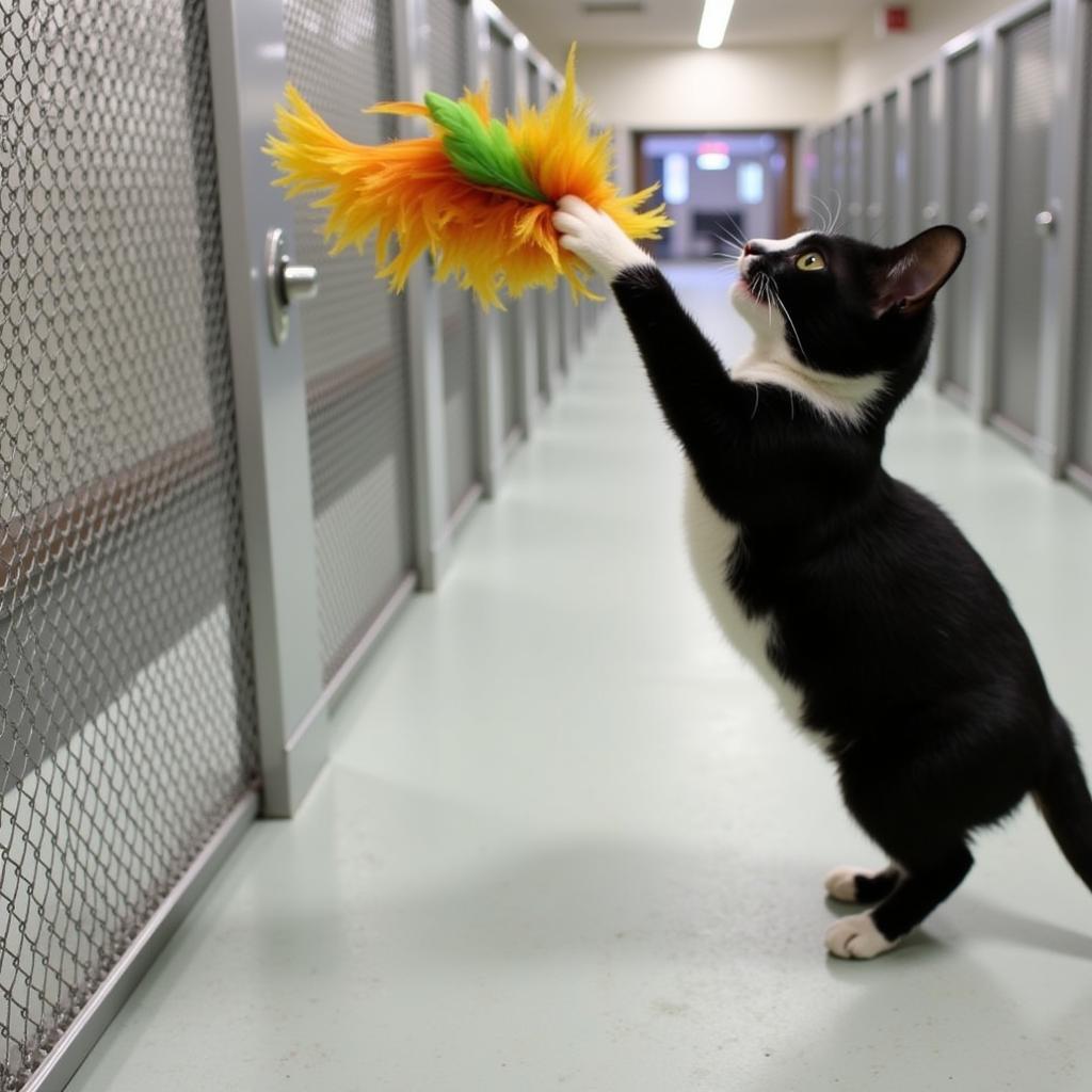  A playful cat enjoys playtime at the Indiana County Humane Society