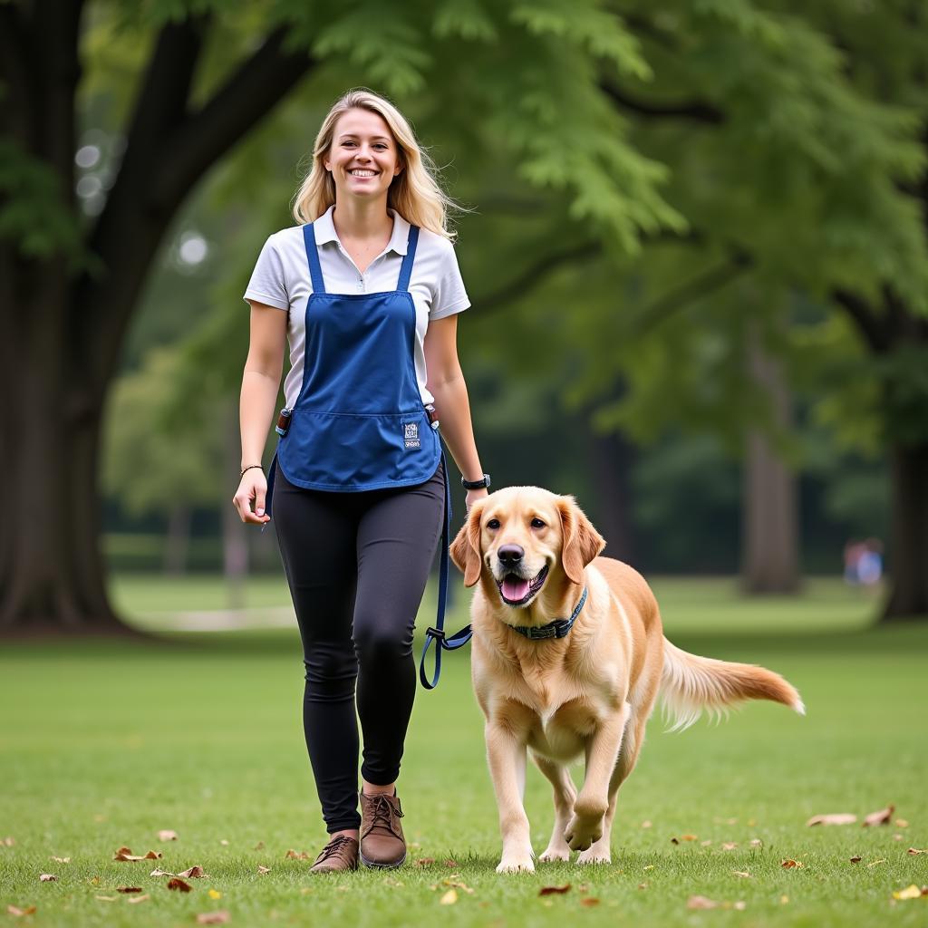  A volunteer enjoys a walk with a happy dog from the Indiana County Humane Society