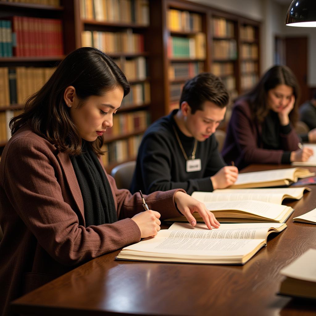 Researchers Exploring Historical Documents at the IHS Library