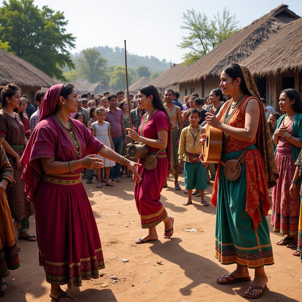 Members of an inland community gathered for a traditional celebration