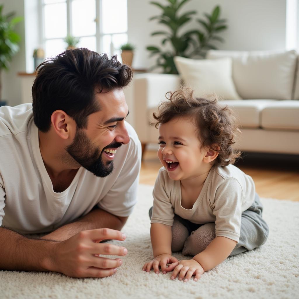 Father playfully engaging with his child