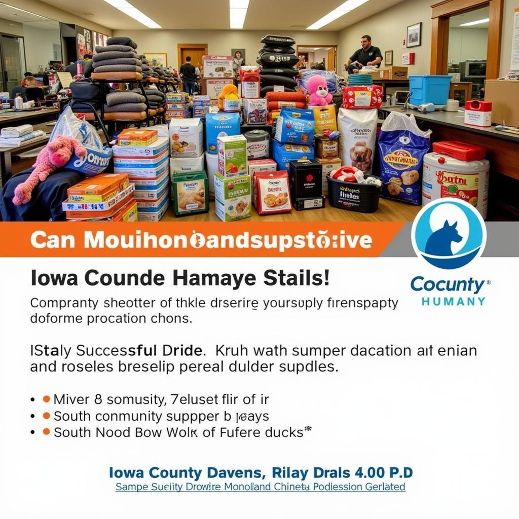 Community Donation Drive for the Iowa County Humane Society WI