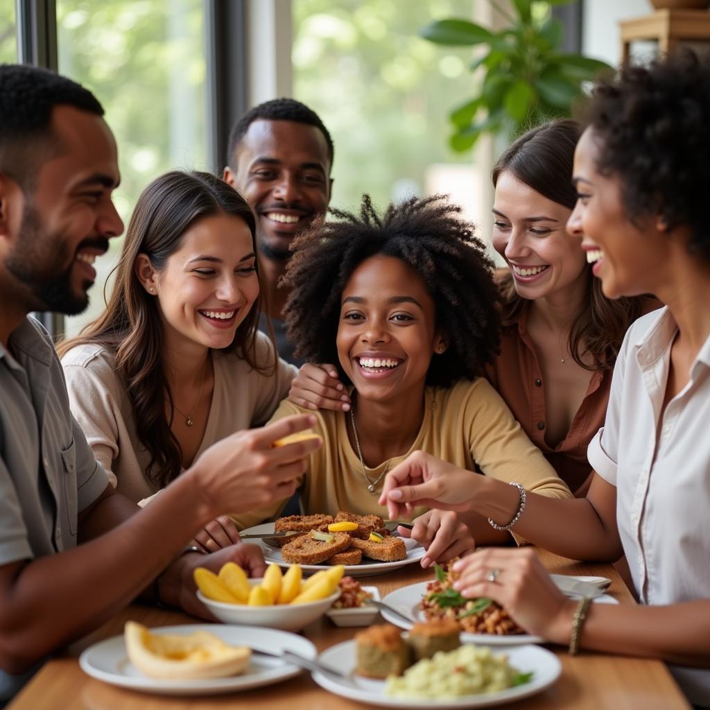 Diverse group celebrating together